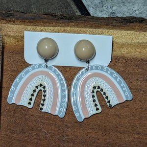 Pink Bush Grey Neutral Rainbow Earrings Love Heart accessories post Dangle Drop